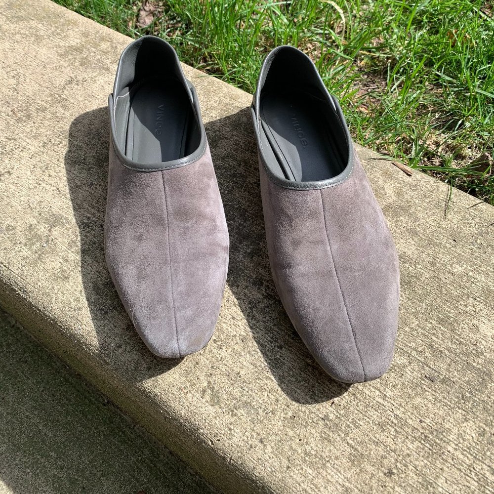 7M Vince Branine Grey Leather and Suede Slip on Shoes